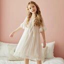 子供服 パジャマ 綿 お姫様 女の子 ワンピース ナイトドレス かわいい レース リボン 半袖 薄手 膝丈 ネグリジェ 子供 ルームウエア 部屋着 ガールズ ナ...