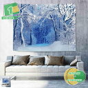 自然風景 タペストリー 冬 雪景色 壁掛け 銀色の森 風景画 クリスマス お祝い ファッション インテリア 多機能 ベルト 飾り スペーサー ポスター 布 白 ...