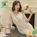 1000円OFFクーポン ネグリジェ ワンピース レディース レース 花柄 ルームワンピース ロング丈 パジャマ ルームウエア 部屋着 半袖 スリップウェア ロ...