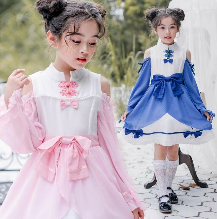 ロリータ服 子供 女の子ロリータワンピース Lolita 可愛いドレス シフォンドレス 子供 コスプレ衣装 ハロウィン イベント 文化祭 学園祭 撮影衣装 萌え萌え 漢服風ドレス プリンセスドレス