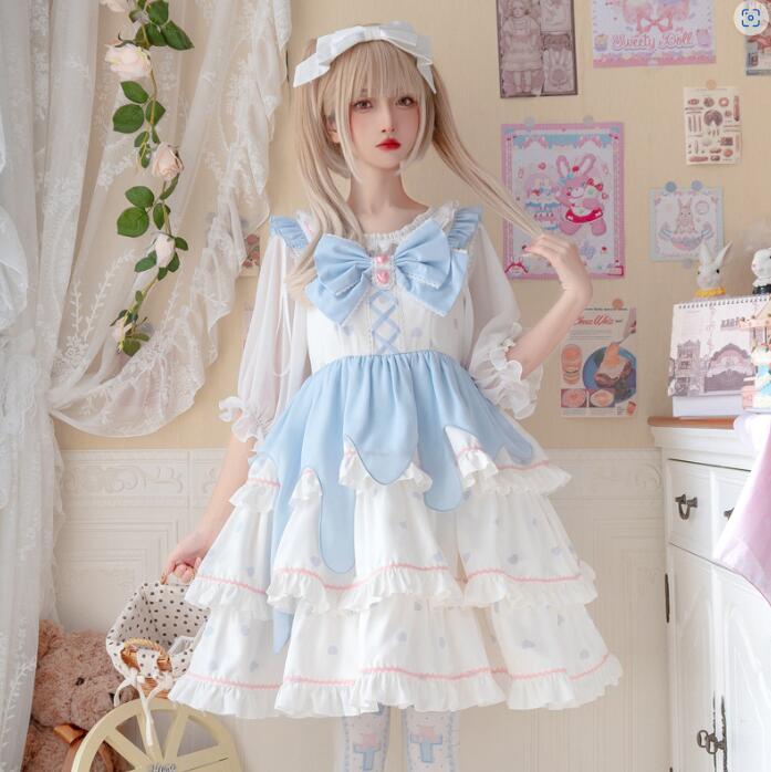 メイド服 メイドコス ハロウィン メイドコスプレ衣装 長袖 半袖 ロング丈 ショート丈 かわいい ロリータドレス lolita エプロンドレス レース 裾フリル 大きいリボン ウェイトレス 女性 大人 メイド コスチューム カッフェ 喫茶店 制服 S M L XL 2XL 3XL 4XL 5XL