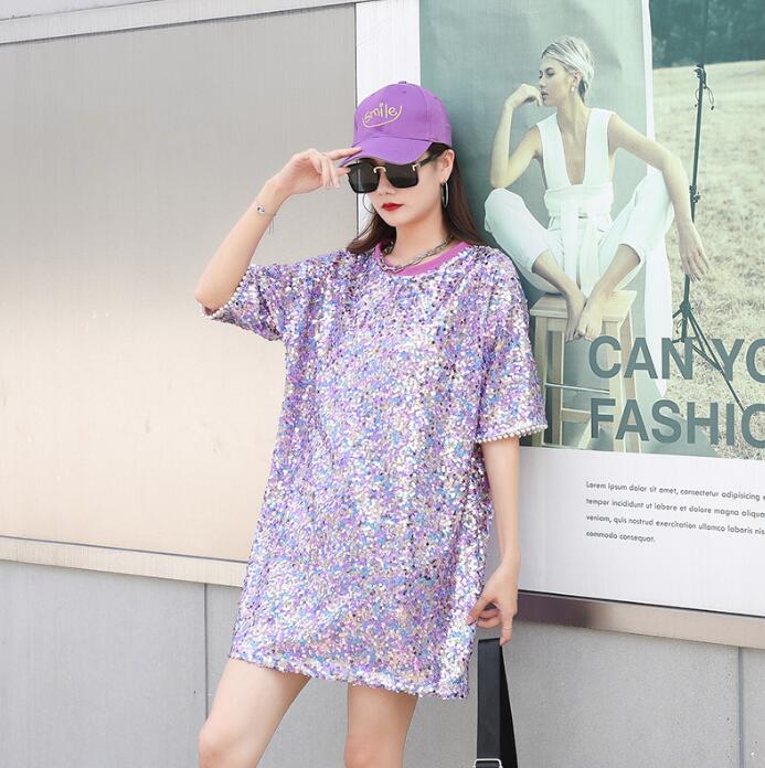 Rakuten - レディース ダンス衣装 スパンコール Tシャツ キラキラ ロングTシャツ 女性 大人 ジャズダンス ヒップホップ チアダンス 演出服 バー ステージ衣装 ゆったり スパンコール ダンス衣装
