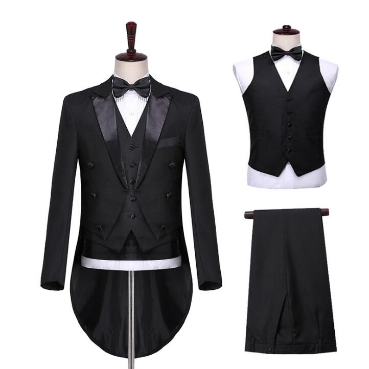 送料無料 男女兼用 燕尾服 魔術師 舞台演出衣装 スーツ マジシャン衣装 ダンス衣装 ピアノ発表会 音楽会 王子様紳士服 結婚式 歌手 カラオケ衣装 ステージ 演出服 春秋 ジャケット+パンツ＋ベスト＋リボン＋ベルト 5点セット S-4XL