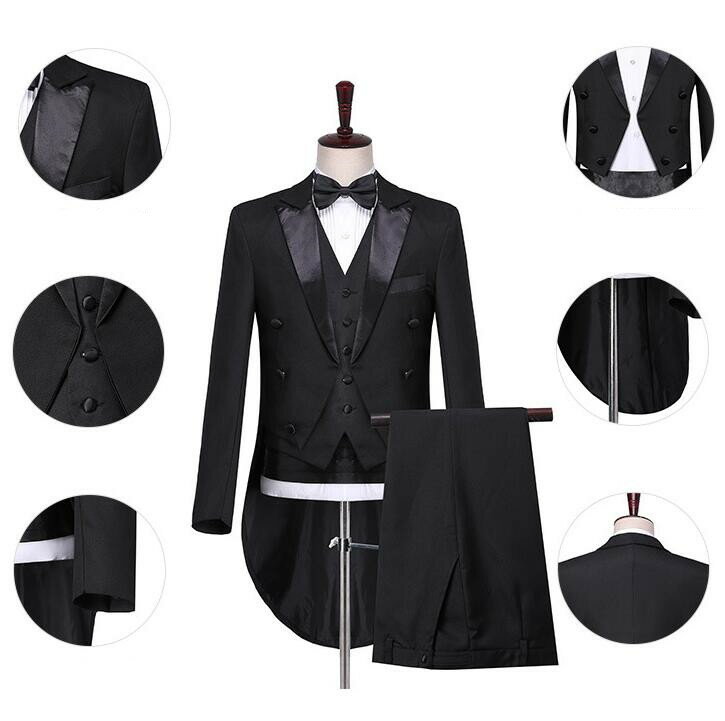 送料無料 男女兼用 燕尾服 魔術師 舞台演出衣装 スーツ マジシャン衣装 ダンス衣装 ピアノ発表会 音楽会 王子様紳士服 結婚式 歌手 カラオケ衣装 ステージ 演出服 春秋 ジャケット+パンツ＋ベスト＋リボン＋ベルト 5点セット S-4XL