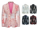 メンズスーツコート ジャカード 花柄 テーラードジャケット 総柄 ジャケット 男性 ブライダル 礼服 パーティー衣装 舞台 演出服 シンガー カラオケ 魔術師 演出服 カラフルスーツ 大きいサイズ(4)
