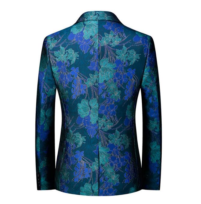 メンズスーツコート ジャカード 花柄 テーラードジャケット 総柄 ジャケット 男性 ブライダル 礼服 パーティー衣装 舞台 演出服 シンガー カラオケ 魔術師 演出服 カラフルスーツ 大きいサイズ