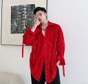 メンズ ダンス衣装 スパンコールシャツ 男性 舞台演出服 ゆったり ダボ感 スパンコールシャツ ジャズダンス ヒップホップダンス 歌手 キラキラ スパンコール シャツ メンズ パーティー衣装 かっこいい ステージ衣装