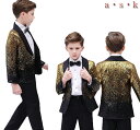送料無料 スパンコール ダンス衣装 タキシード 子供服 スーツ 子供スーツ キッズ舞台衣装 男の子 紳士服 結婚式礼服 グラデーション ピアノ 発表会 演奏会 ...