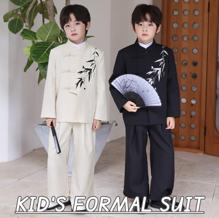 男の子スーツ 立領 子供 中華風スーツ 竹柄 唐装風スーツ 男の子 中山装 フォーマルスーツ タキシード 結婚式紳士服 入学式 卒業式 ピアノ 発表会 演奏会 ...