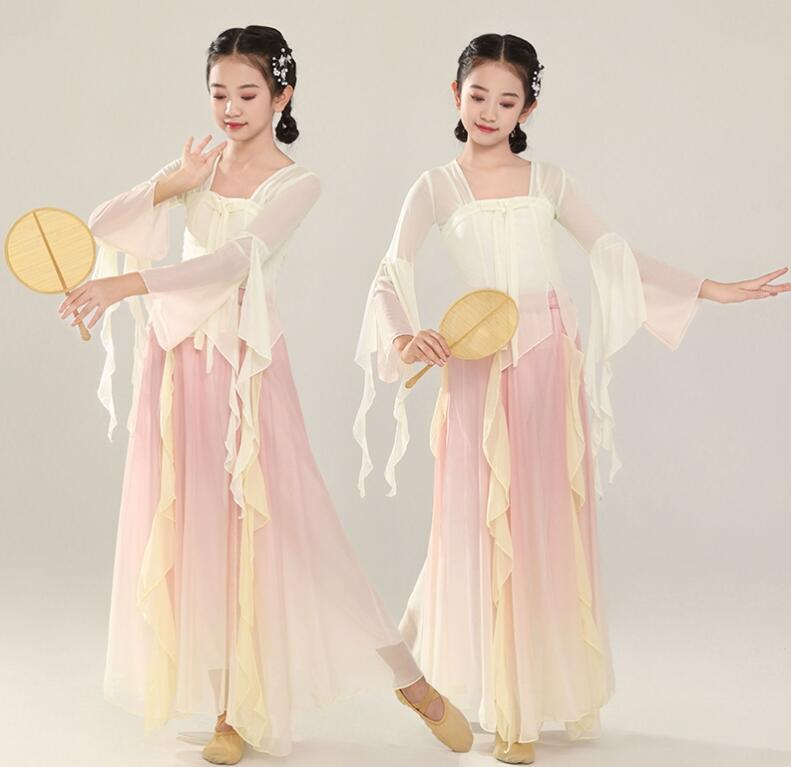 子供 中華風ダンス衣装 3点セット 古典ダンス演出服 子供~大人 エスニック 演出服 チャイナ服 イレギュラー ガウチョ パンツ スカーパン 演出服 古風 民族風 ダンス衣装 文化祭 ステージ衣装