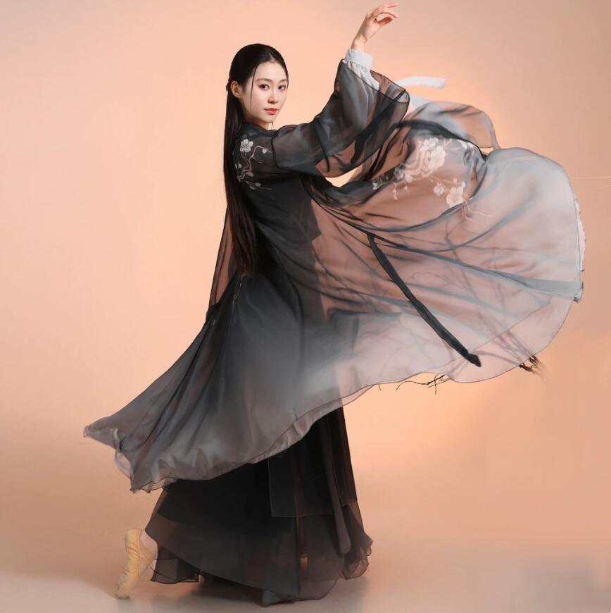 女性 古風ダンス衣装 漢風 古典ダンス 演出服 古代お嬢様 コスプレ衣装 ロング丈 ...
