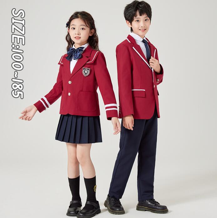 子供服 春秋 通学服 学園園服 制服 4点セット 幼稚園〜高校生 ユニフォーム 男女お揃い 演出服 子供コート 女の子 スカートセット 男の子 パンツセット 合...