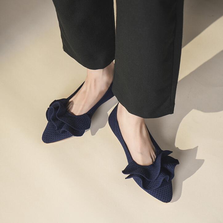 7色 パンプス アーモンドトゥ フラットシューズ ニット スカラップ ローヒール ぺたんこ 痛くない 柔らかい 長時間 疲れない 歩きやすい 軽量 走れる フォーマル 通勤 立ち仕事 仕事用 オフィス おしゃれ a-s-k-10010737 a・s・k store サンプル画像2
