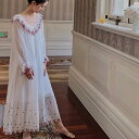 綿100% ネグリジェ レディース綿ネグリジェ ロングネグリジェ お姫風 長袖 コットンパジャマ 刺繍付き ナイトウェア 可愛い部屋着 ゆったり ルームウェア ...