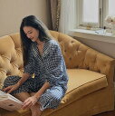 ルームウェア レディース パジャマ 綿100% 可愛い チェック柄 コットンパジャマ 部屋着 ナイトウェア 女性 大人 ルームウェア パジャマ 寝巻き ブルー