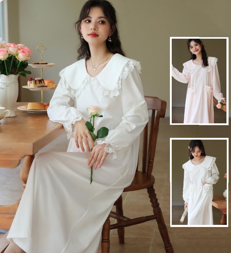 春秋ネグリジェ レディース 長袖 ロングネグリジェ 女性 ルームウェア 春秋 部屋着 お姫系 ネグリジェ ..