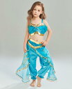 女の子 ベリーダンス衣装 ジャスミン お姫様 ベリー 演出服 袖なし パンツセット ジャスミン ハロウィン コスプレ衣装 アラビアン仮装 ベリーレッスン着 発表...