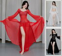 ベリーダンス 演出服 大人 ベリーダンス衣装 スパンコール キラキラ 舞台演出服 へそ出し フレア袖Tシャツ ロング丈スカート スリット入り 見せパン付き ベリ...