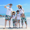 親子ペア 海旅行衣装 カップル 親子コーデ 親子 ペアルック Tシャツ＋パンツ サルエルパンツ 家族お揃い 新婚旅行 カップル衣装 ママ パパ 娘 息子 家族活動 記念日 プレゼント