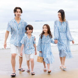 親子ペアルック カップル アロハ 夏服 ロング丈長袖ドレス ビーチドレス シャツ＋半ズボン 家族お揃い衣装 海旅行 新婚旅行 ビーチ衣装 親子コーデ ペアルック 家族活動 カップル プレゼント