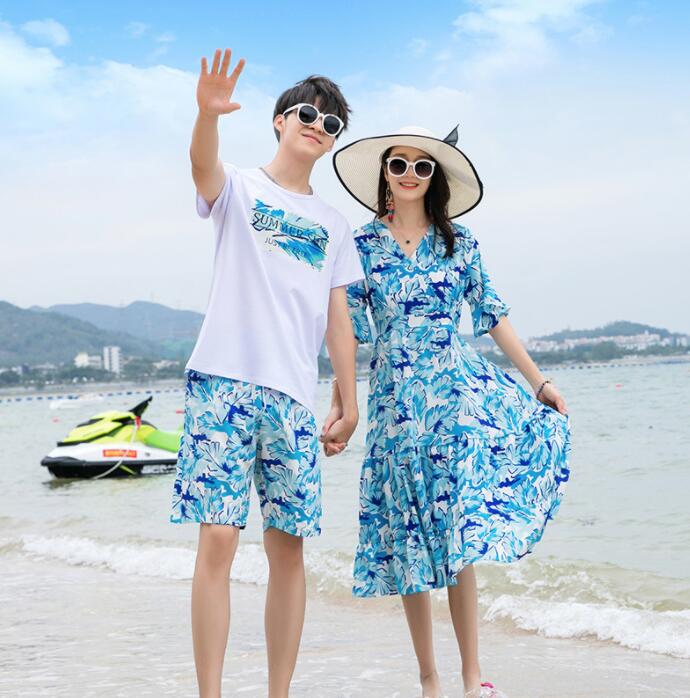 親子ペア 海旅行 衣装 夏服 アロハシャツ 花柄ドレス カップル プレゼント 半袖ドレス Tシャツ＋半ズボン 親子コーデ アロハ シャツ ビーチドレス 家族お揃い衣装 新婚旅行 親子 ペアルック 家族活動