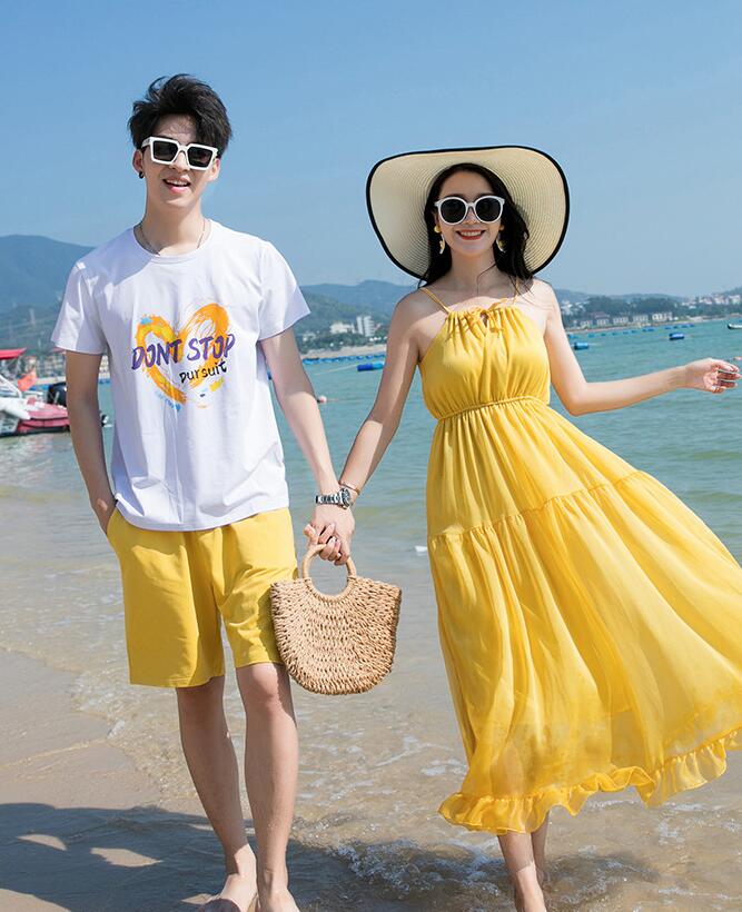 カップル 夏服 親子ペア 衣装 ハワイ旅行 花柄 Tシャツ＋半ズボン キャミソールド...