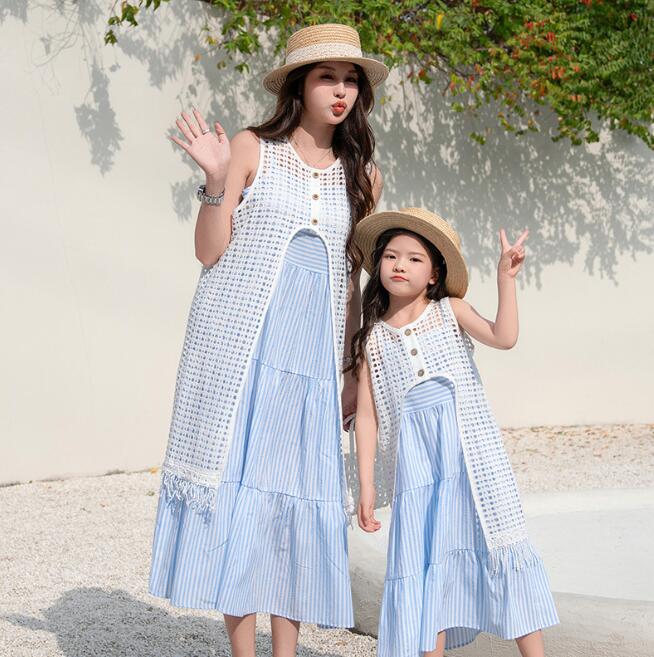 親子ペア 衣装 カップル 夏服 海旅行衣装 親子コーデ ペアルック 夏服 袖なし ロン...