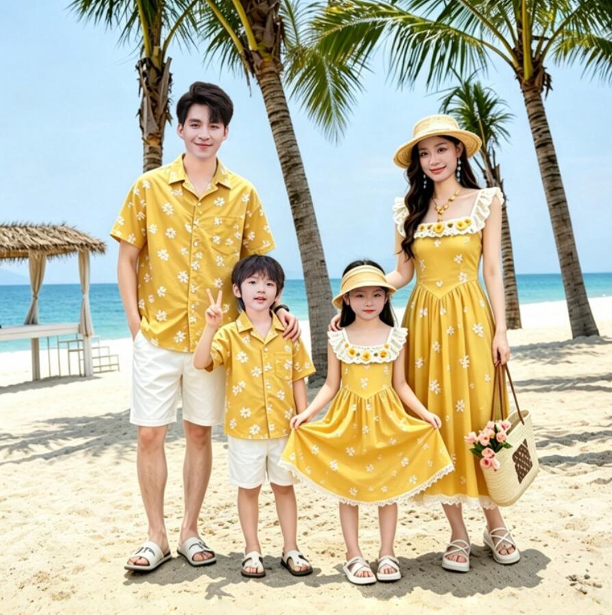 親子ペア夏服カップル家族お揃い撮影...