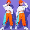 女の子ダンス衣装 セットアップ ジャズダンス ヒップホップダンス 衣装 長袖tシャツ カーゴパンツ サルエルパンツ 舞台 演出服 個性 ステージ衣装 jazz hiphop 110-180