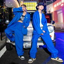 キッズダンス衣装 hiphop jazz poping locking K-POP スーツ風 ダンス衣裳 ゆったり 演出服 ジャズ ヒップホップ 演出服 ワイドパンツ 大きめコート 子供 男女お揃い ステージ衣装 かっこいいい ブルー