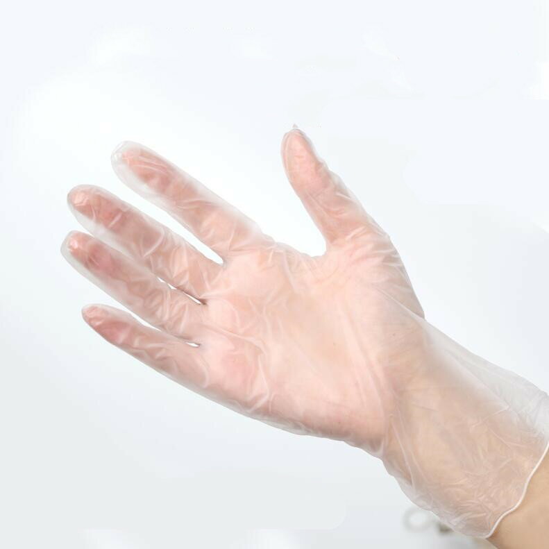 PVC手袋 使い捨て手袋 ビニール手袋 薄手 透明 ブルー 左右兼用 100枚入り 抗菌 料理 清掃 介護 美容 食品加工 予防対策 ウイルス対策 直接接触対策 手袋 プラスチック手袋 S-XL