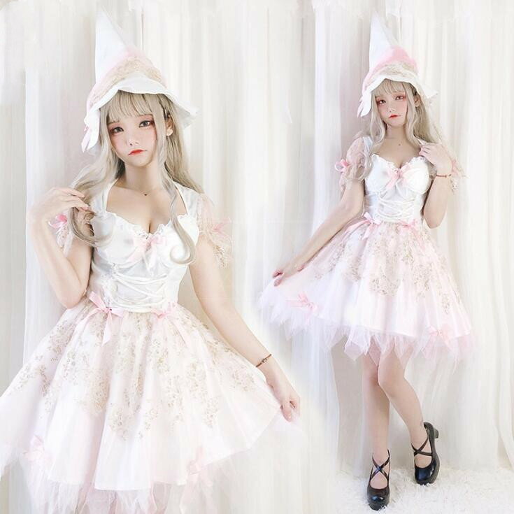 ハロウィン コスプレ 仙女 精霊 お化け レディース ハロウィン衣装 ロリータワンピース ドレス+帽子 cosplay 文化祭 学園祭 コスチューム 可愛い ロ...