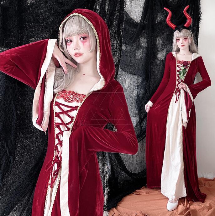 大人 ハロウィン コスプレ衣装 マキシ丈 マント女王 魔女 悪魔 吸血鬼 レディース ハロウィン コスプレ衣装 変身仮装 コスチューム