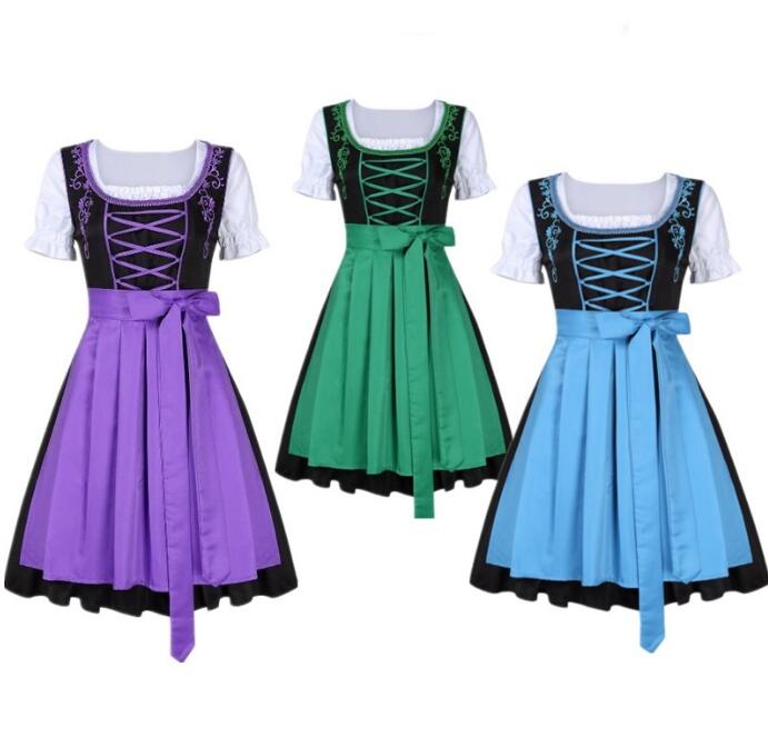 レディース ハロウィン コスプレ衣装 ドイツビール祭り メイド服 ウェイター コスプレ衣装 欧米メイド服 女性 コスチューム 膝丈ドレス 欧米 ハロウィン コス...