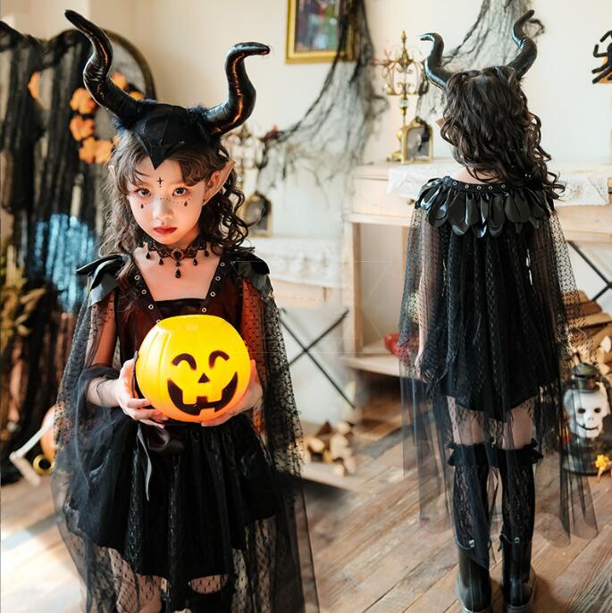 子供 ハロウィン コスプレ衣装 レースドレス 魔女 吸血鬼 悪魔 妖精 髑髏 ゴースト 仮装 ゴシック 暗黒 コスチューム 女の子 ハロウィンコスプレ衣装 お化け 仮装 悪魔の角 a-s-k-10005521 a・s・k store サンプル画像2