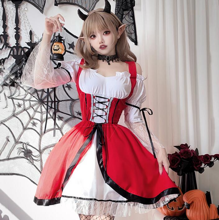 赤ずきん コスプレ ハロウィン コスプレ 仮装 大人 魔女 変身仮装 Halloween こすぷれ レディース ハロウィン ワンピース 学園祭 文化祭 イベント ドレス＋マント a-s-k-10006801 a・s・k store サンプル画像3