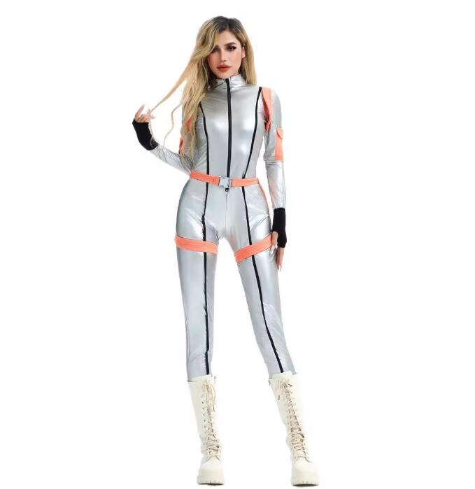 レディース ハロウィン 外星人 コスプレ衣装 全身タイツ 宇宙服 飛行士 コスプレ レザー オーバーオール 光沢あり 女性 大人 ダンス衣装 カラオケ 舞台 レ...