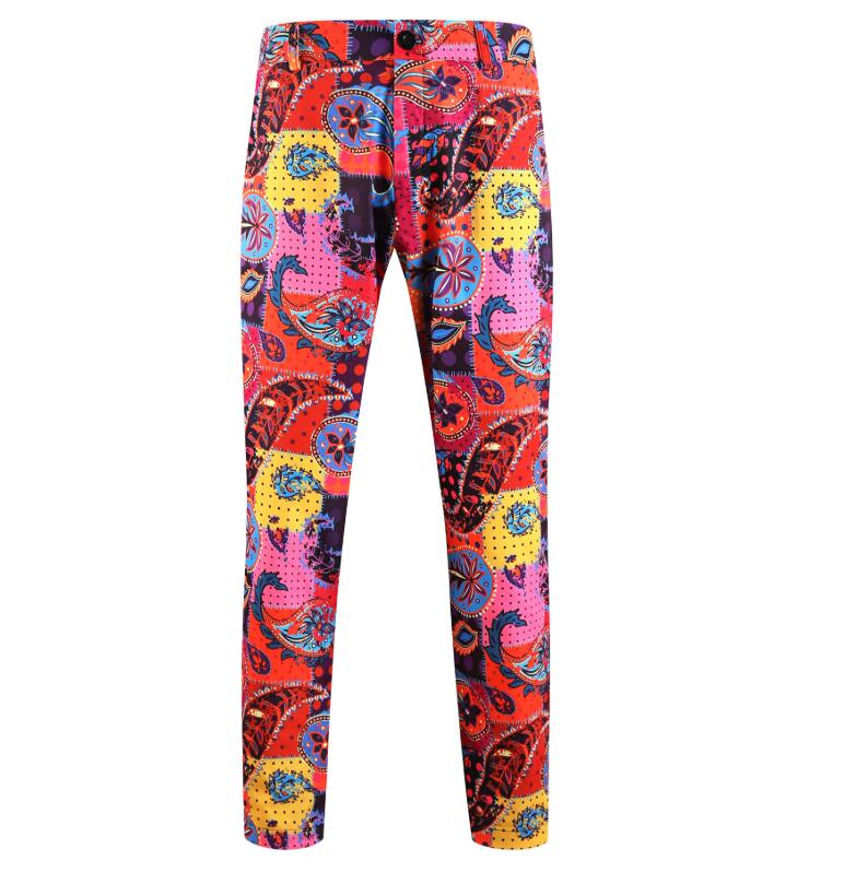 メンズ舞台スーツセット クリスマススーツ ハロウィンスーツ プリント エスニック 総柄 メンズ 舞台 演出服 ジャケット コート パンツ シンガー カラオケ 魔術師 男性 ステージ 演出服