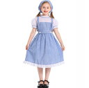 女の子 メイドワンピース 女の子 ハロウィン コスプレ衣装 田舎風 ファーム 農場 ワンピース 可愛い チェック柄 ワンピース 舞台劇 オペラ 学園祭 演出服 ブルー ドレス+ヘアスカーフ