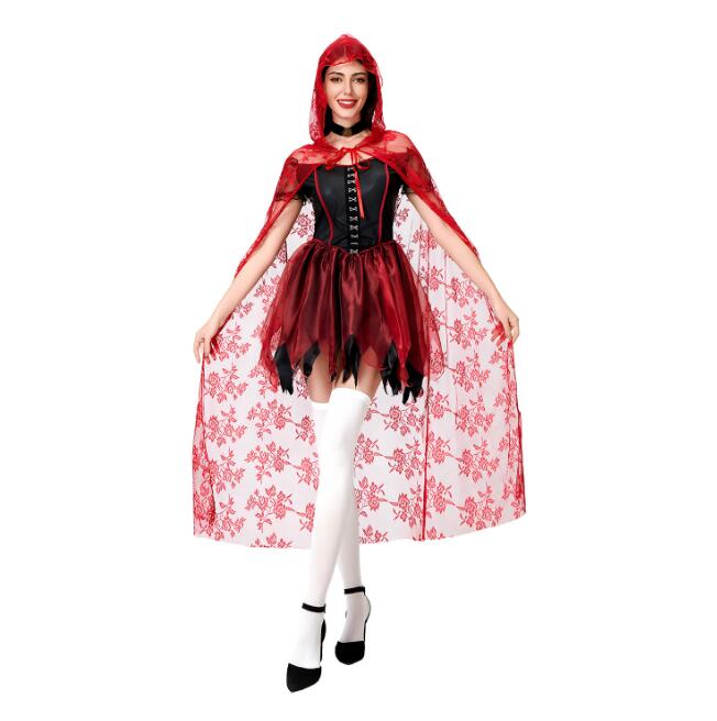 ハロウィン コスプレ 仮装 レースマント 大人 魔女 悪魔 吸血鬼 妖精 変身仮装 Halloween こすぷれ レディース ハロウィン ワンピース 学園祭 文化祭 イベント ドレス＋マント a-s-k-10010747 a・s・k store サンプル画像2
