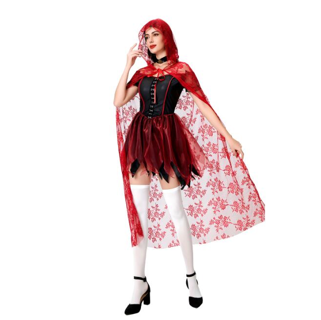 ハロウィン コスプレ 仮装 レースマント 大人 魔女 悪魔 吸血鬼 妖精 変身仮装 Halloween こすぷれ レディース ハロウィン ワンピース 学園祭 文化祭 イベント ドレス＋マント a-s-k-10010747 a・s・k store サンプル画像3