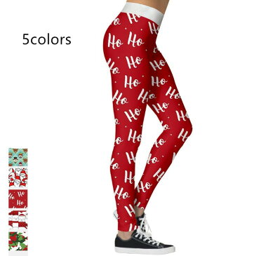 レディースクリスマス衣装 パンツ レギンス クリスマス元素 クリスマスコスプレ サンタクロース トナカイ タイトパンツ ストレッチ 欧米風 クリスマスコスプレ 個性 3Dプリント 5色 S-XL