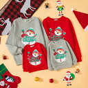 クリスマス コスプレ 長袖Tシャツ 親子ペア カップル クリスマス衣装 秋冬 裏起毛Tシャツ プールオーバー 可愛い 雪だるま柄 家族お揃い 親子コーデ トップス クリスマスイブ 衣装 親子