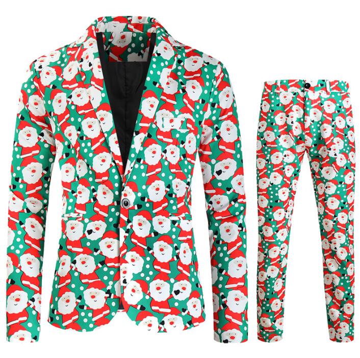 クリスマス コスプレ 衣装 クリスマススーツ 雪だるま柄 衣装 クリスマス元素 総柄 スーツ ジャケット ベスト パンツ 男性 クリスマスパーティー衣装 舞台 演出服 シンガー カラオケ 魔術師 演出服