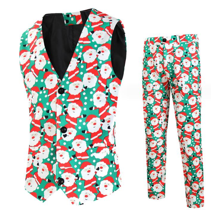 クリスマス コスプレ 衣装 クリスマススーツ 雪だるま柄 衣装 クリスマス元素 総柄 スーツ ジャケット ベスト パンツ 男性 クリスマスパーティー衣装 舞台 演出服 シンガー カラオケ 魔術師 演出服