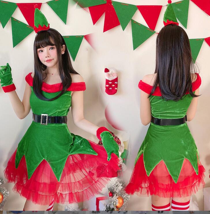 レディース クリスマスドレス 女性 クリスマス コスプレ衣装 膝丈 ボートネッククリスマスドレス クリスマスツリー 変身仮装 チュール裾 クリスマスパーティー ...