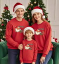 クリスマス 親子ペア Tシャツ サンタ柄 長袖Tシャツ カップル クリスマス衣装 裏起毛なし Tシャツ プールオーバー 家族お揃い 親子コーデ トップス 大人 子供 クリスマスTシャツ 5色
