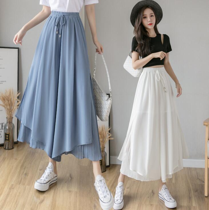 シフォンパンツ ガウチョパンツ レディース ワイドパンツ シフォン ガウチョ キュ...