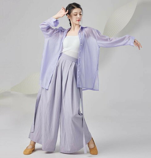 レディース ダンス衣装 ゆったりシャツ ガウチョパンツ 女性 舞台演出服 ダボるシャツ ダンスパンツ ストレート ワイドパンツ ステージ衣装 練功服 パープル レディース ダンス衣装 ゆったりシャツ ガウチョパンツ 女性 舞台演出服 ダボるシャツ ダンスパンツ ストレート ワイドパンツ ステージ衣装 練功服 パープル