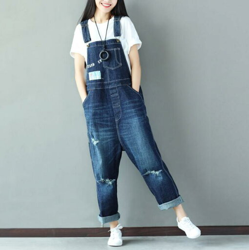 レディース デニム オーバーオール 女性 大人 デニムパンツ サロペット ゆったり 袴パンツ 体型カバー デニムオーバーオール デニムサロペット ダーメージ加工 ブルー レディース デニム オーバーオール 女性 大人 デニムパンツ サロペット ゆったり 袴パンツ 体型カバー デニムオーバーオール デニムサロペット ダーメージ加工 ブルー